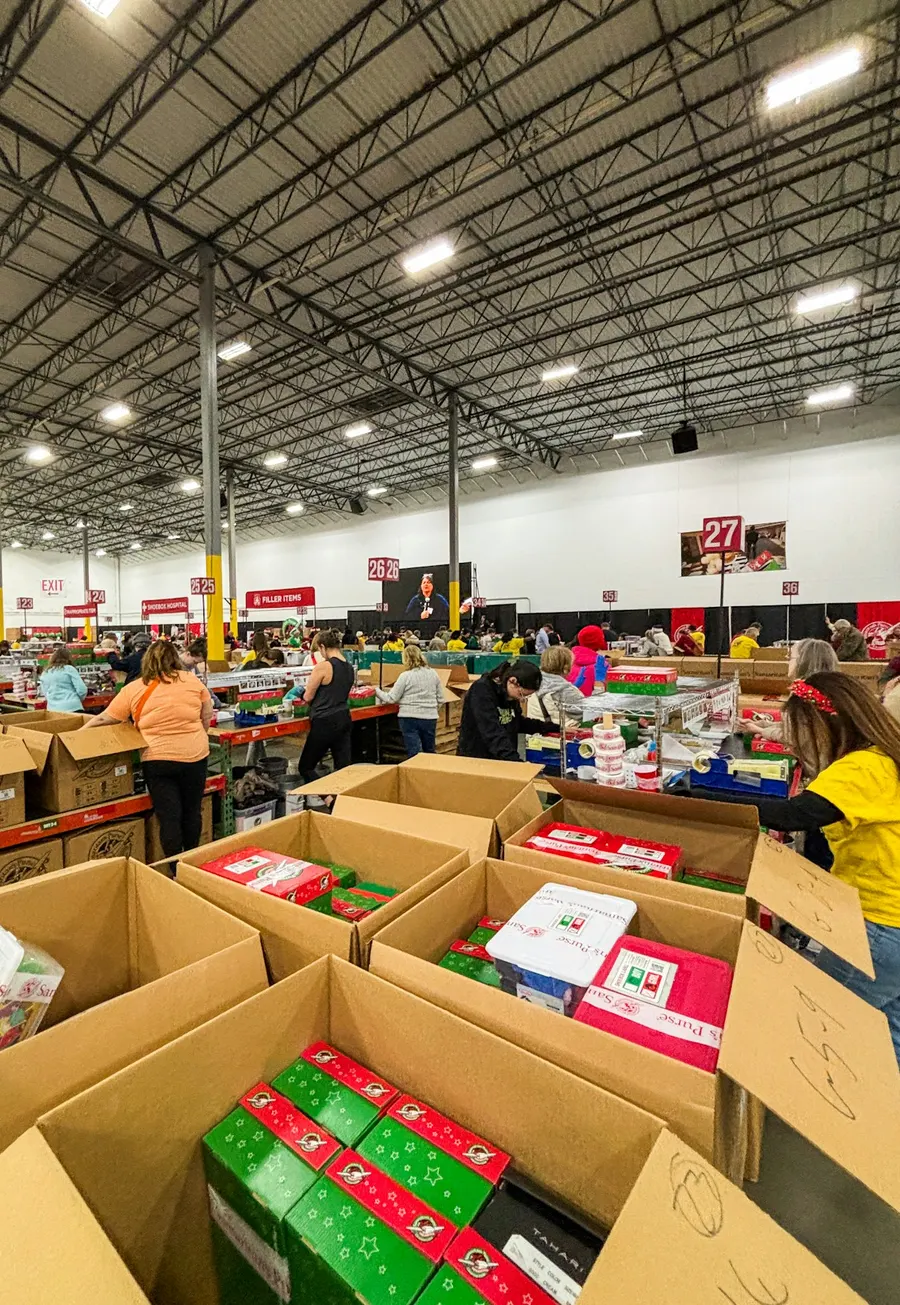 Donation warehouse with packed boxes